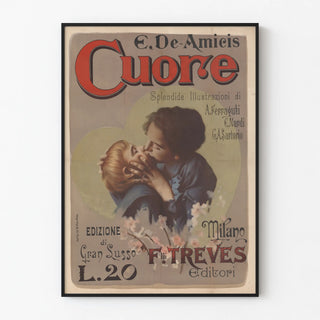 Vintage poster Cuore E. De Amicis - Romantic illustration