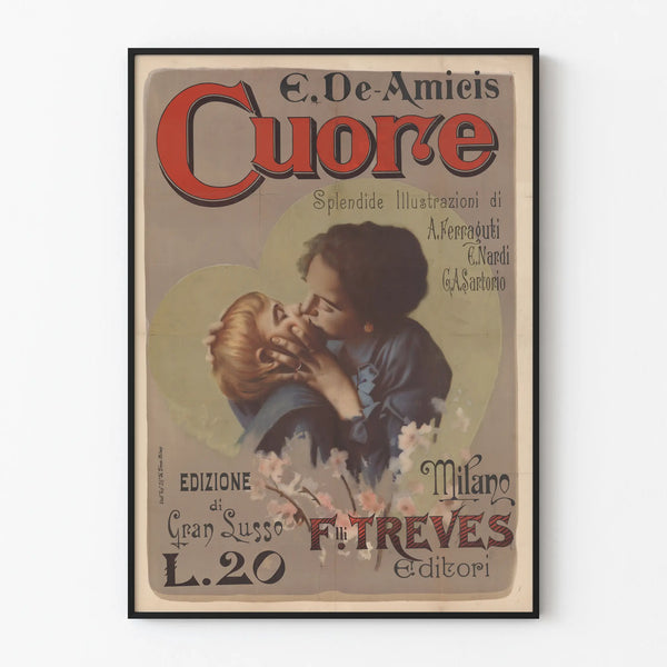 Vintage poster Cuore E. De Amicis - Romantic illustration