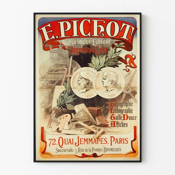 Vintage Advertising Poster E. Pichot Printer Luxury Labels