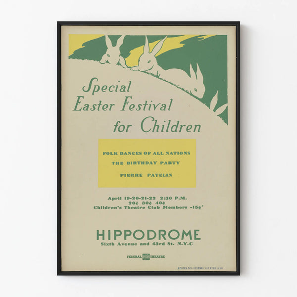Vintage Easter Festival Poster for Children - Pastel Wall Decoration