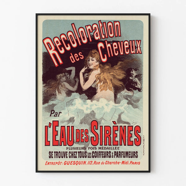 Vintage decorative wall poster The Water of the Sirens for hair coloring