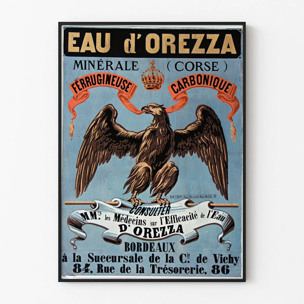 Vintage Poster of Corsican Mineral Water Eau d'Orezza with Iron Content and Carbonation