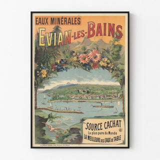 Vintage Poster Mineral Water Évian-les-Bains Source Cachat