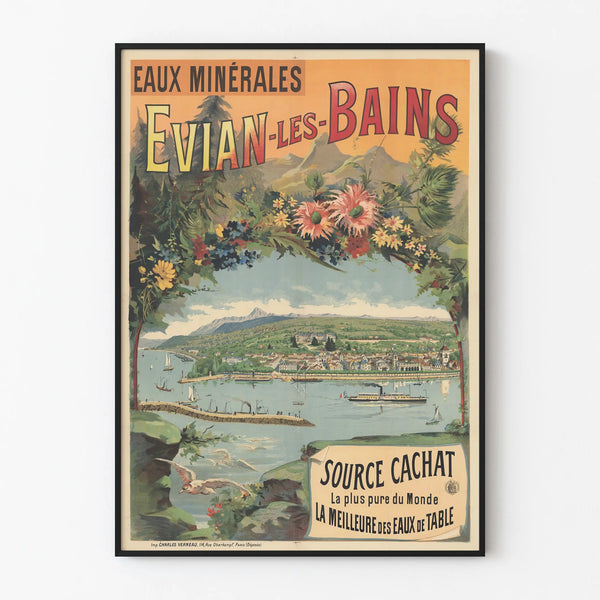 Vintage Poster Mineral Water Évian-les-Bains Source Cachat