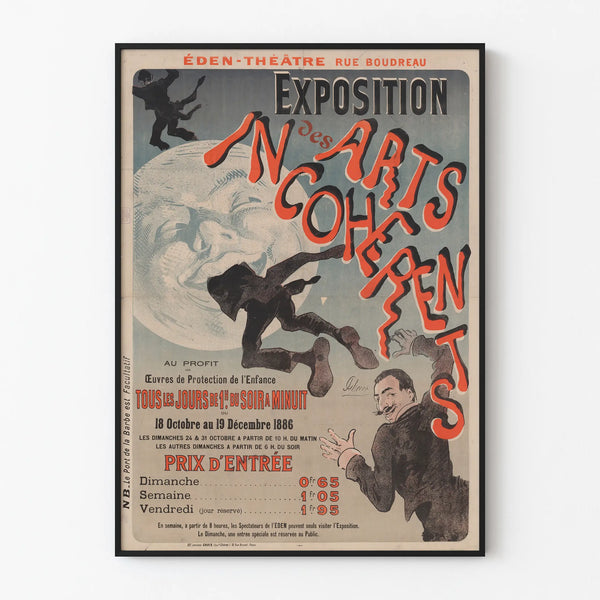 Vintage poster for the Exhibition of the Incoherent Arts 1886 Eden-Theatre wall decoration