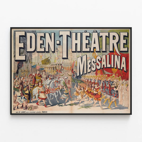 Vintage Eden-Theatre Messalina poster wall decoration — framed artwork on a wall