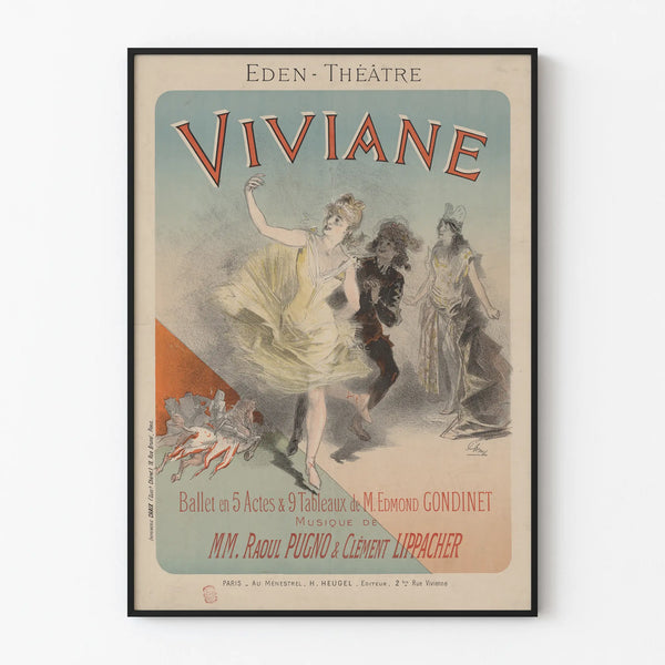 Vintage poster of the ballet Viviane - Theater and dance wall decoration
