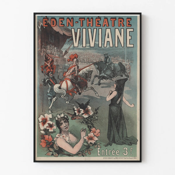 Vintage poster Éden-Théâtre Viviane medieval decor