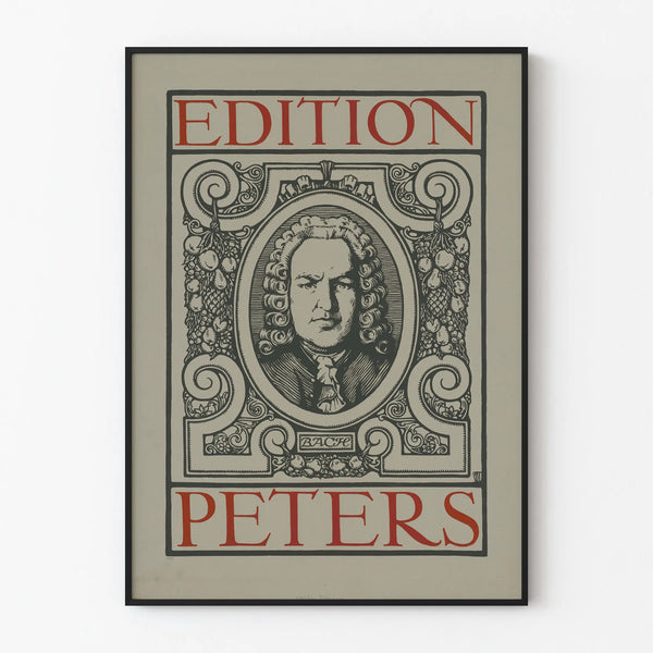 Decorative poster Edition Peters with vintage portrait of Bach