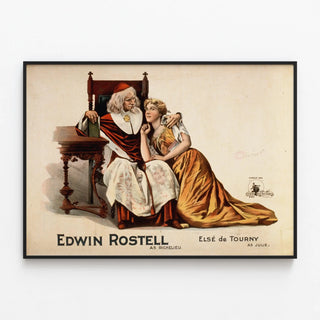 Vintage poster by Edwin Rostell featuring Richelieu and Else de Tourny in Julie — framed artwork on a wall