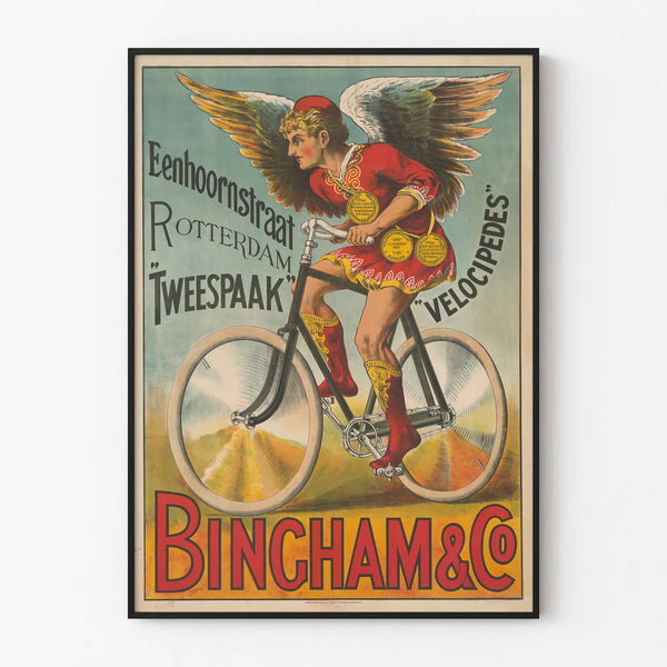 Vintage poster wall decoration Bingham & Co. velocipedes