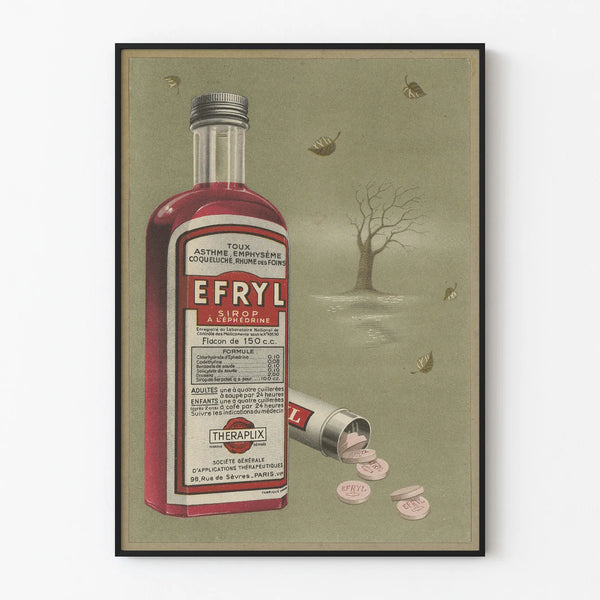 Vintage Advertising Poster for Efryl Syrup with Ephedrine