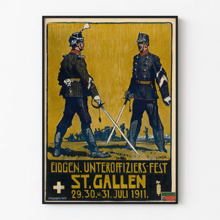 Vintage military poster Eidgen Unteroffiziers Fest St. Gallen 1911