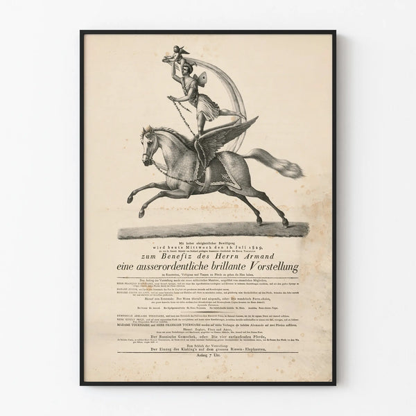 Vintage Aerial Equestrian Illustration Poster Wall Decoration