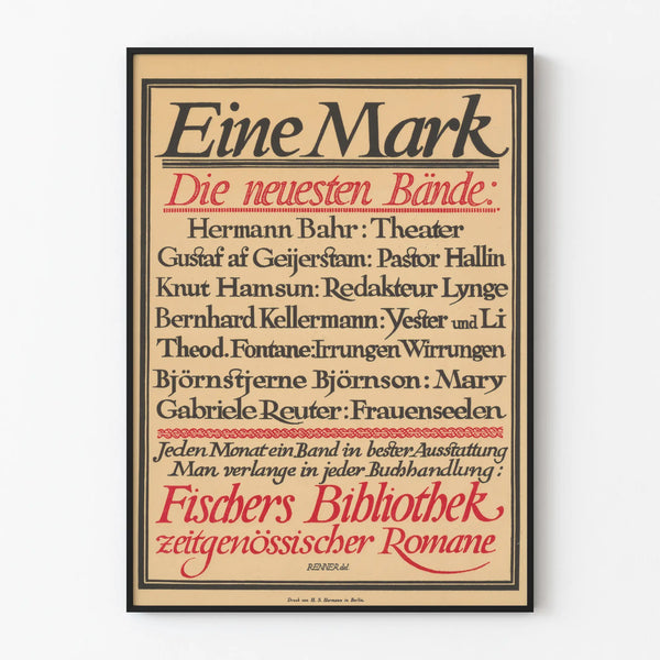German Vintage Poster - Literary Promotion Fischer’s Bibliothek