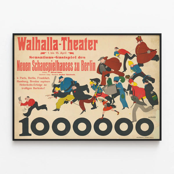 Vintage Walhalla Theater Poster - Artistic Wall Decoration — framed artwork on a wall