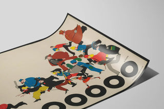 Vintage Poster Eine Million - Illustration of Characters in Race — artwork view