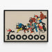 Vintage Poster Eine Million - Illustration of Characters in Race — framed artwork on a wall