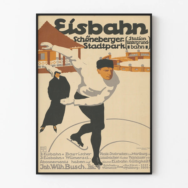 Vintage poster of Eisbahn Schöneberger Stadtpark Berlin - Retro wall decoration of figure skating