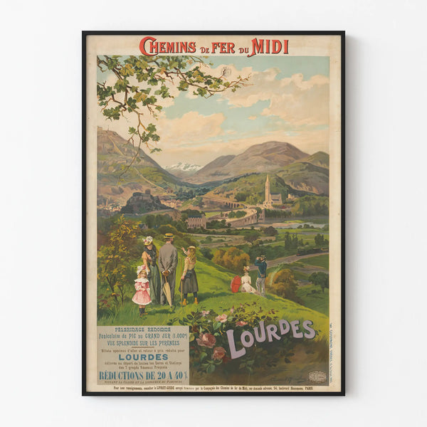Vintage poster of the Midi Railways - Lourdes and Pyrenees