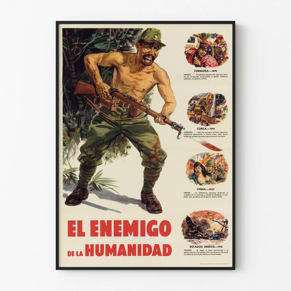 Vintage military propaganda poster « The Enemy of Humanity »