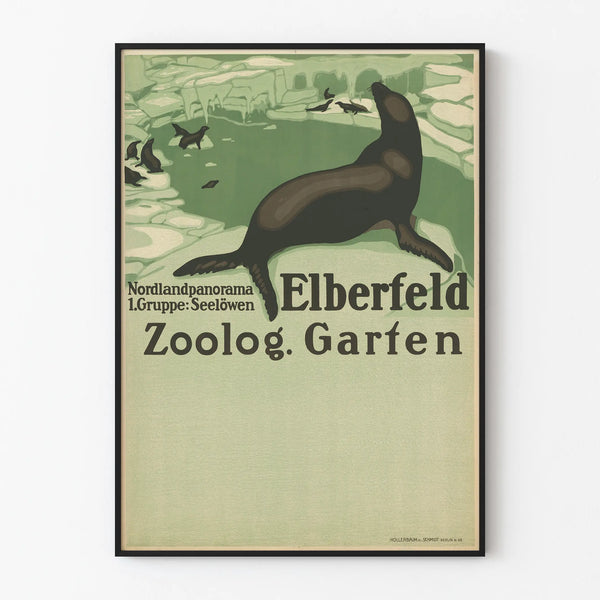 Vintage poster of Elberfeld Zoological Garden with sea lions