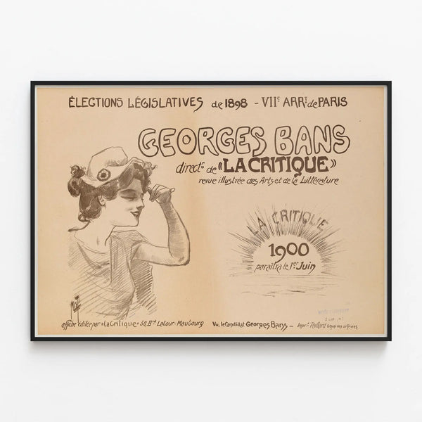 Vintage poster of the 1898 legislative elections - Georges Bans, 7th arrondissement, Paris — framed artwork on a wall