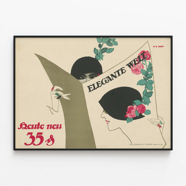 Elegant Vintage Poster for Wall Decoration — framed artwork on a wall