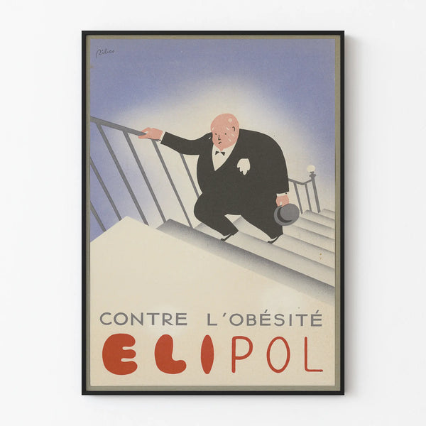 Vintage Poster Against Obesity Elipol - Retro Wall Decoration