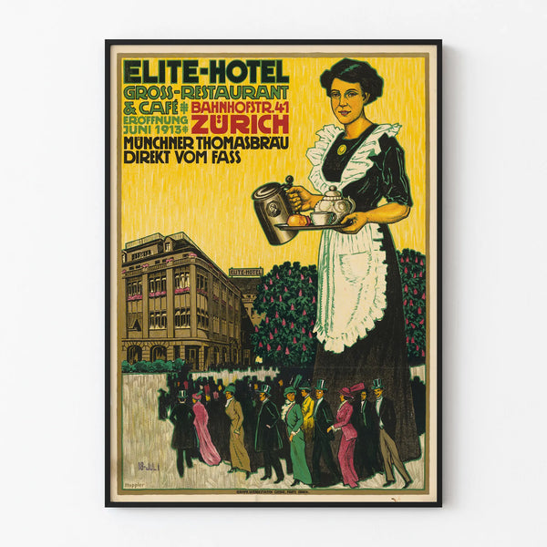 Vintage poster Elite-Hotel Zurich 1913 wall decoration