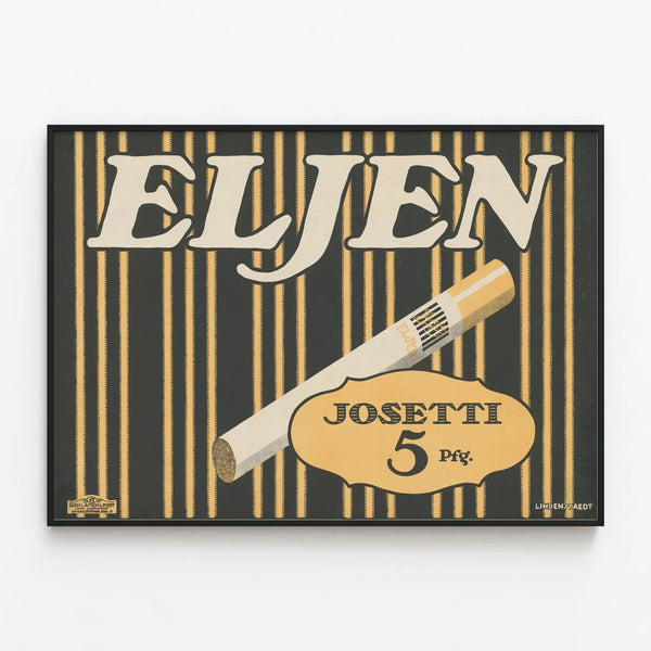 Vintage decorative poster Eljen Josetti cigarettes — framed artwork on a wall