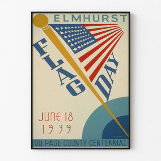 Poster Celebration Flag Day Elmhurst 1939 - Retro American Wall Decoration