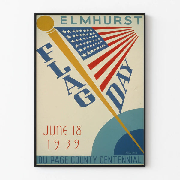 Poster Celebration Flag Day Elmhurst 1939 - Retro American Wall Decoration