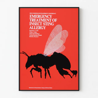 Vintage medical poster on the emergency treatment of insect sting allergies