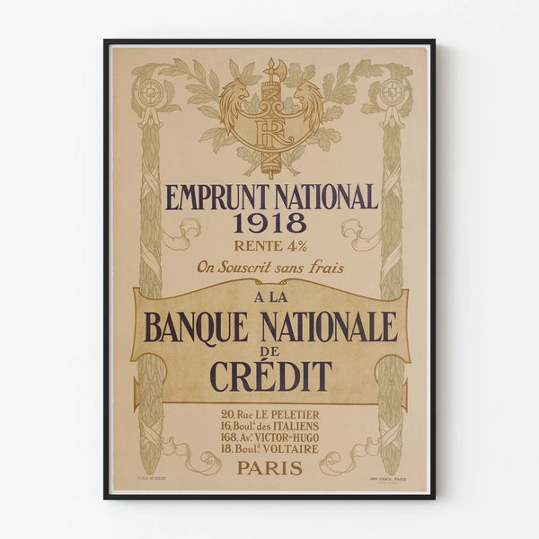 Vintage Poster National Loan 1918 National Credit Bank