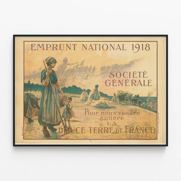 Vintage Poster National Loan 1918 - Historic Wall Decoration — framed artwork on a wall