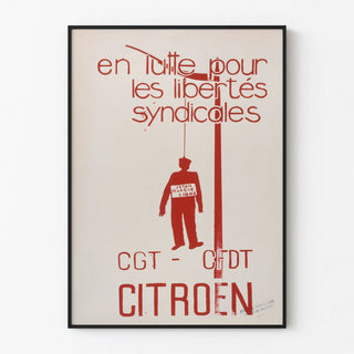 Vintage poster of union struggle Citroën CGT CFDT