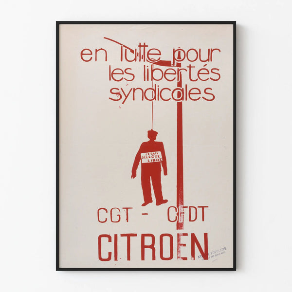 Vintage poster of union struggle Citroën CGT CFDT