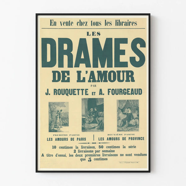 Vintage Poster The Dramas of Love by J. Rouquette and A. Fourgeaud