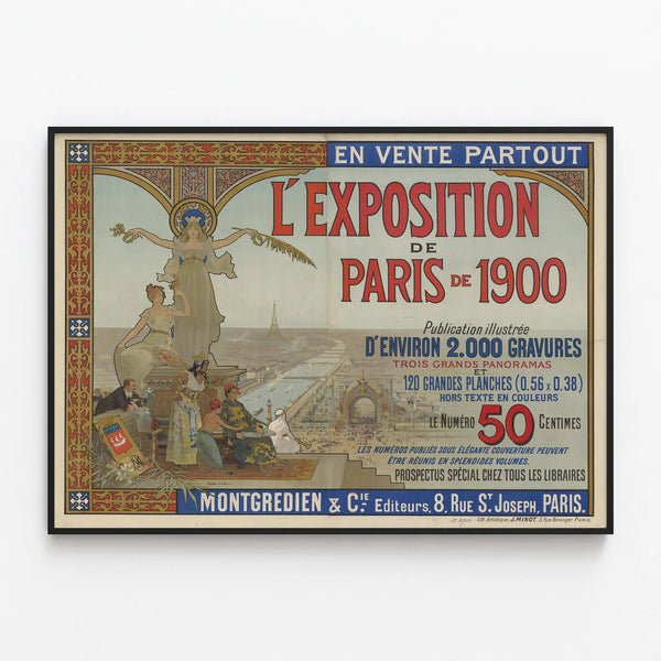 Vintage Poster of the Paris Exhibition 1900 - Decorative Period Poster — framed artwork on a wall