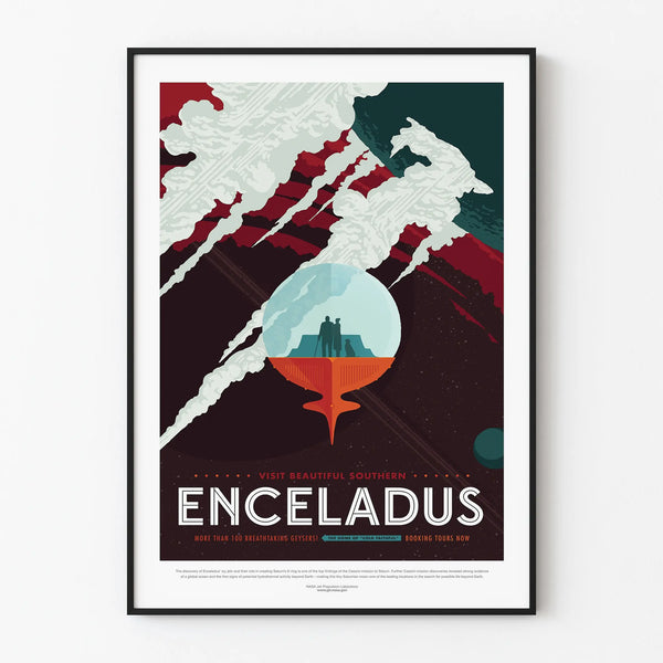 Decorative Poster Enceladus, Saturn's Moon and Its Geysers