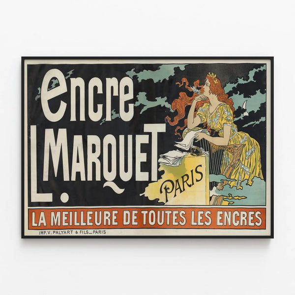 Vintage poster Ink L. Marquet Paris - The best of inks — framed artwork on a wall