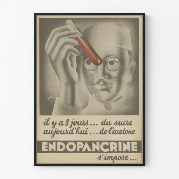 Vintage medical poster Endopancrine for wall decoration