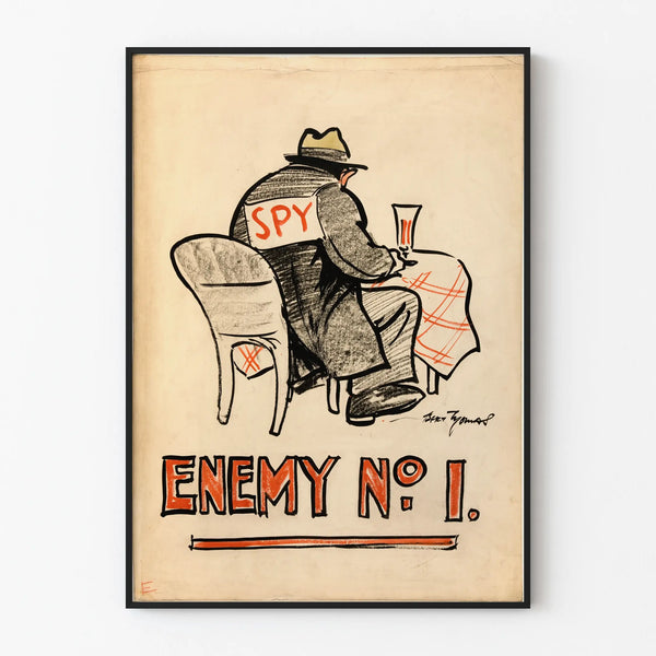 Vintage Poster Enemy No 1 - Spy Wall Decoration