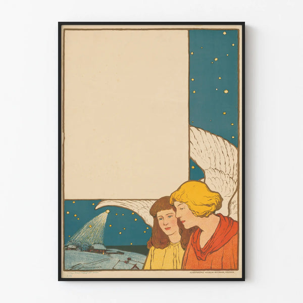 Decorative Poster Angel in the Night - Vintage Art Nouveau Design