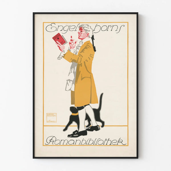 Vintage poster Engelhorns Roman Library - Literary wall decoration