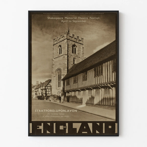 Vintage Stratford-Upon-Avon Shakespeare School Poster