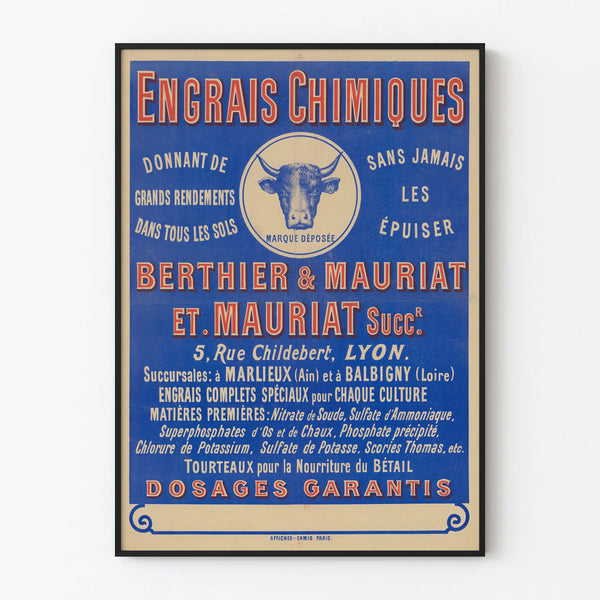 Vintage Poster for Chemical Fertilizers Berthier & Mauriat Lyon
