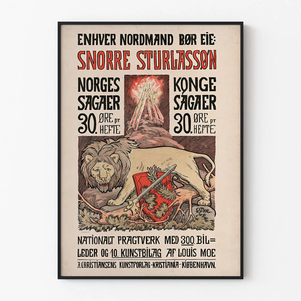 Vintage Norwegian Poster Snorre Sturlassøn - Historical Wall Decoration