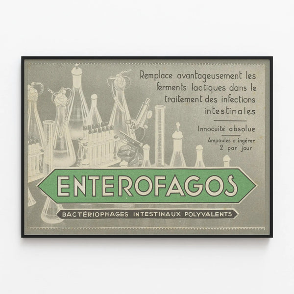 Vintage poster Enterofagos - Retro scientific wall decoration — framed artwork on a wall